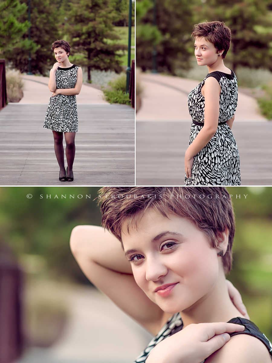 vintage style senior photography in the woolands on a bridge for beautiful portraits
