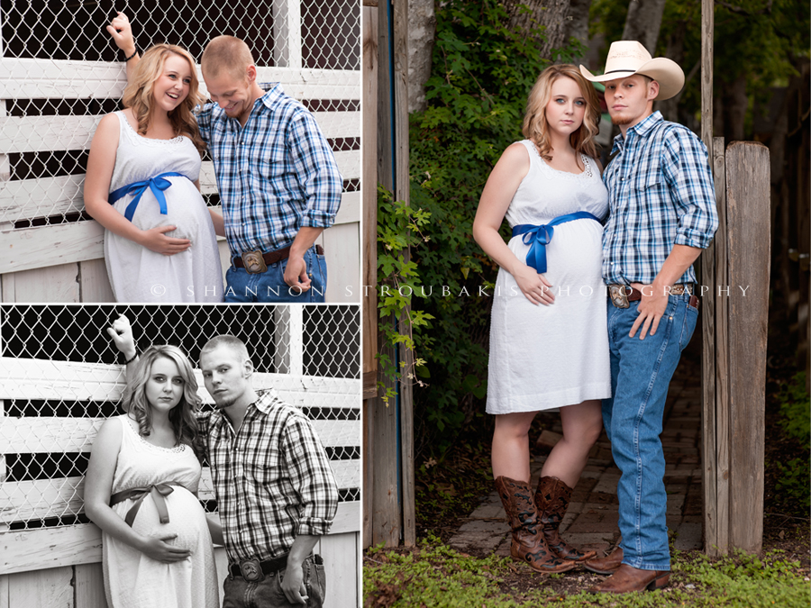 maternity photography session in spring tx with cowboy boots and cowboy hat