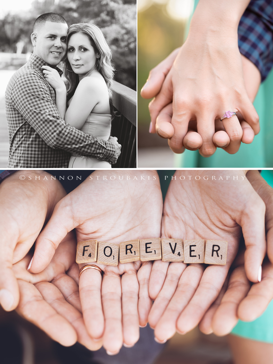 engagement ring and scrabble tiles of forever for an engagement session in the woodlands tx 