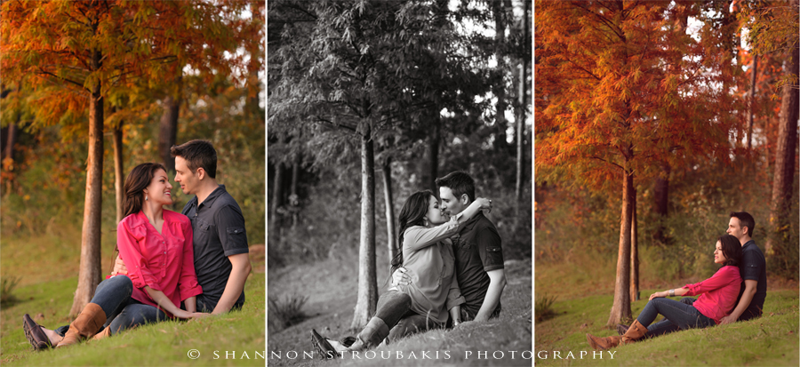 fun and creative engagement portraits in the woodlands