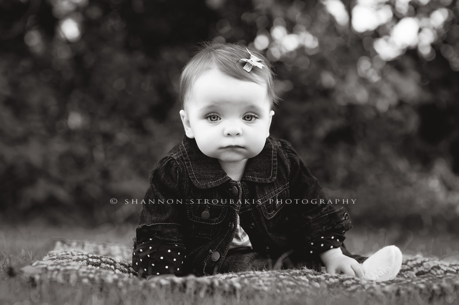 black and white children's portraits of a baby from Conroe