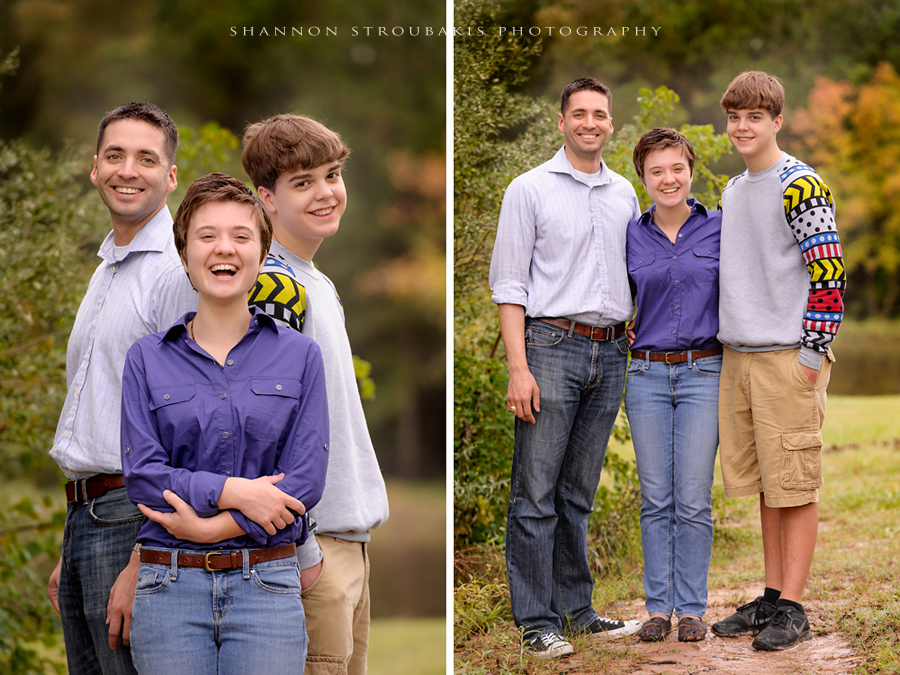 family photography session in the woodlands with older siblings