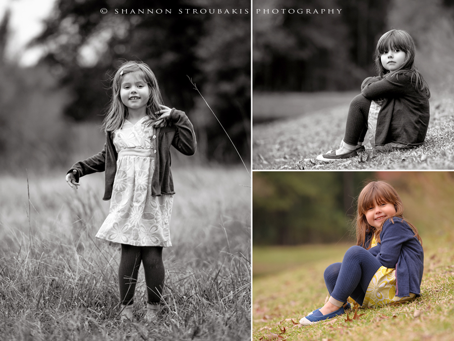 little girl from a children's photographer session in the woodlands outdoors