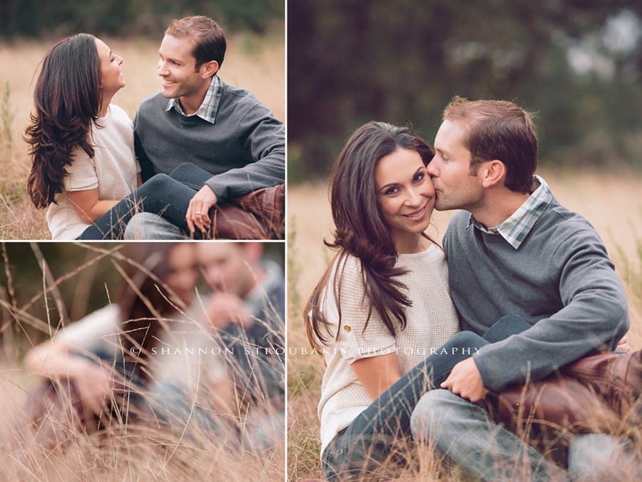 a spring tx engagement photography session in a field