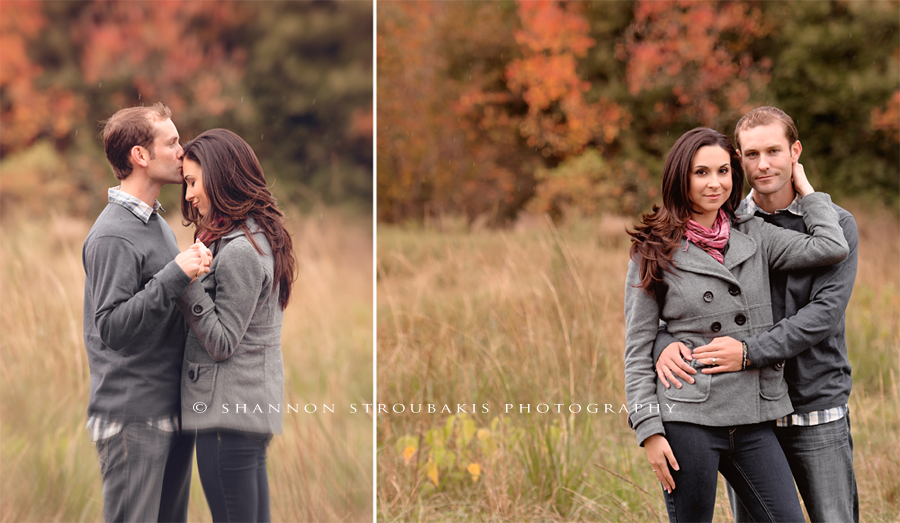 engagement photographer outdoors on location in a field with fall colors