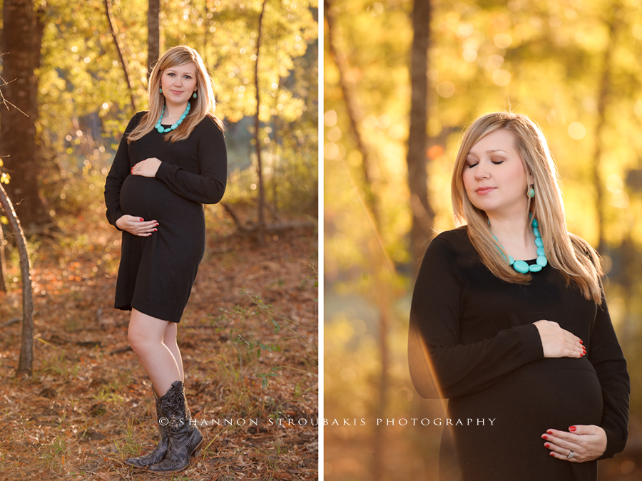 maternity session outdoors in the woods in spring tx