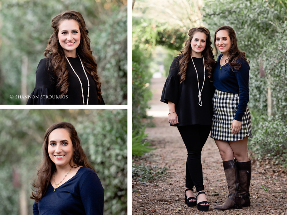 portraits of sisters and siblings in the woodlands at a family session in east shore