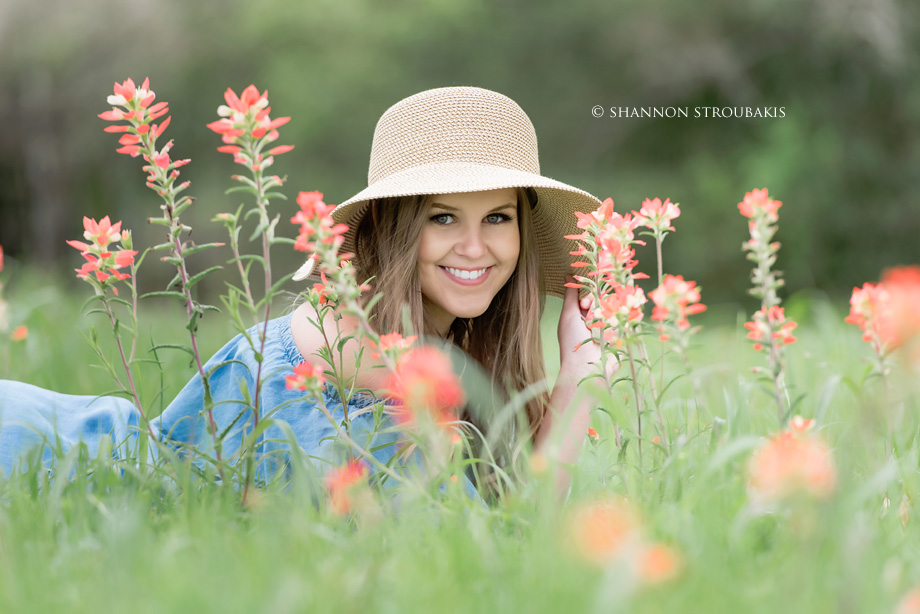 field of flowers for senior pictures the woodlands