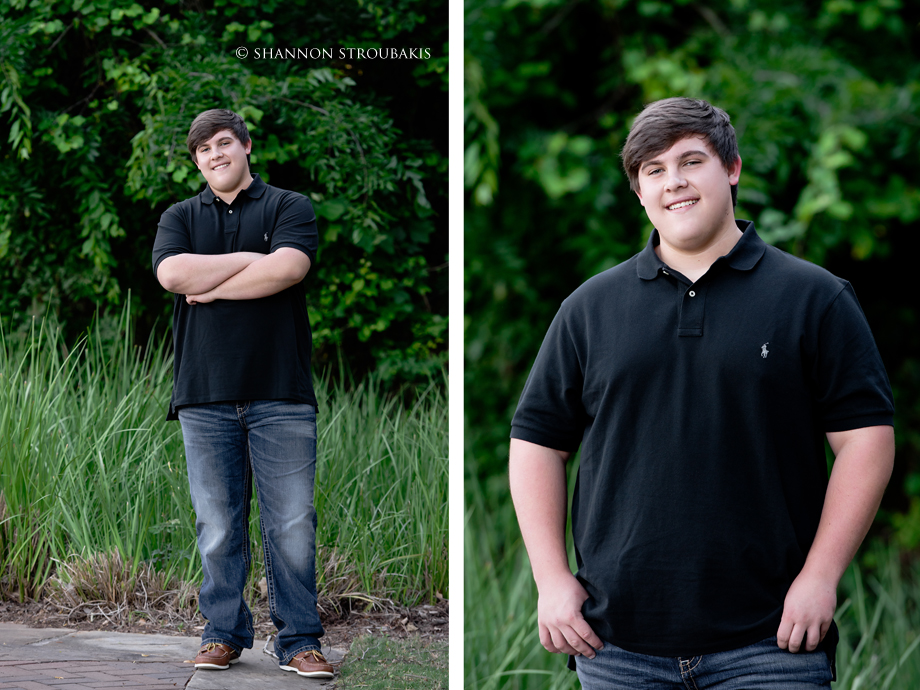 senior portrait session for boys in the woodlands outdoors in a park