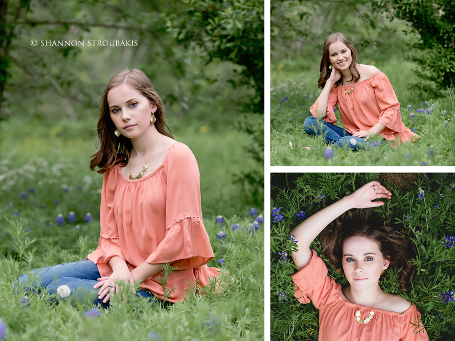 senior pictures in bluebonnets the woodlands