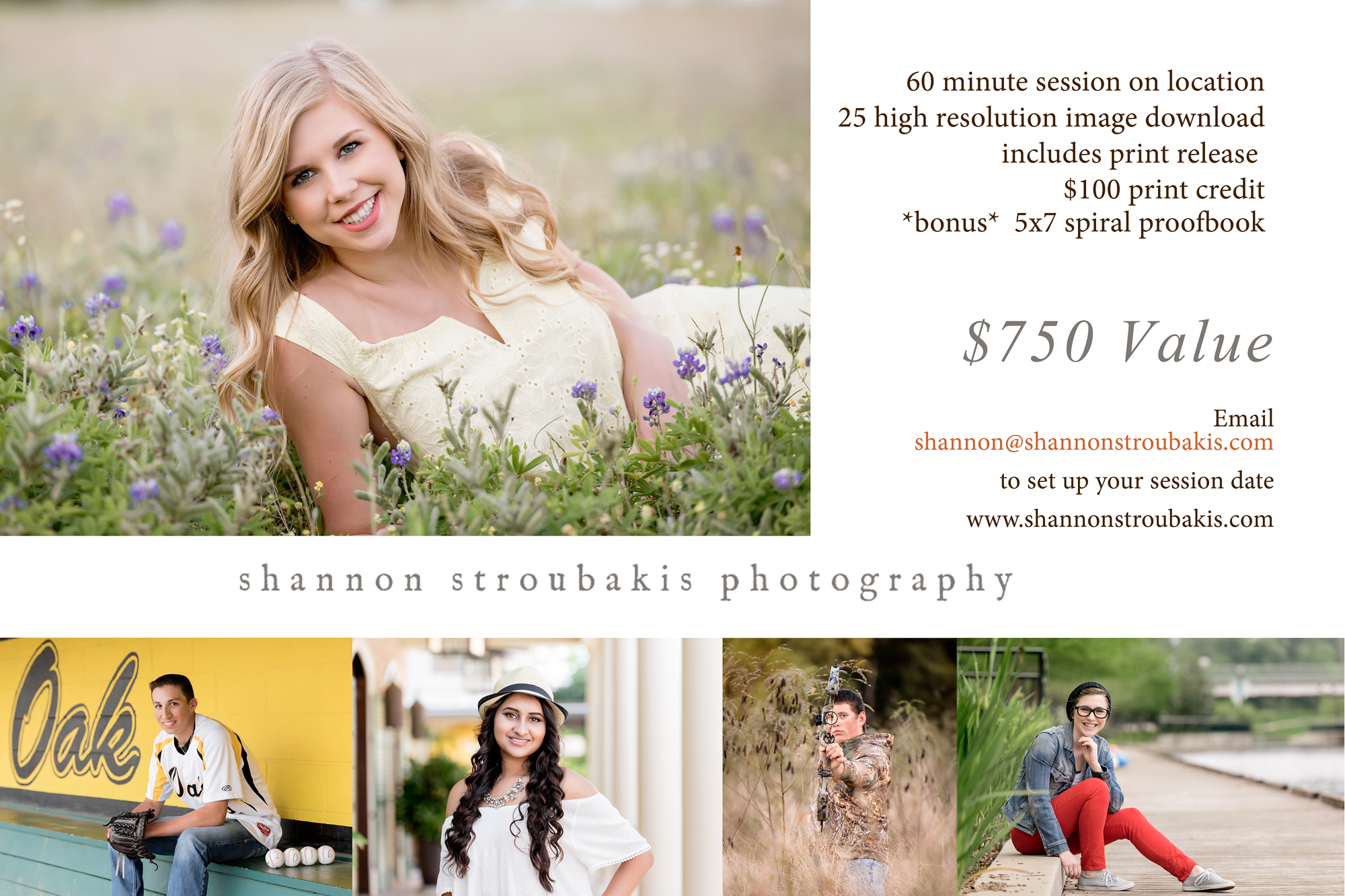 auction offer for senior portraits in the woodlands at a high school gala